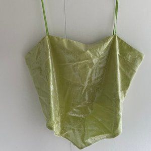 PLT Green Sequin Crop Top